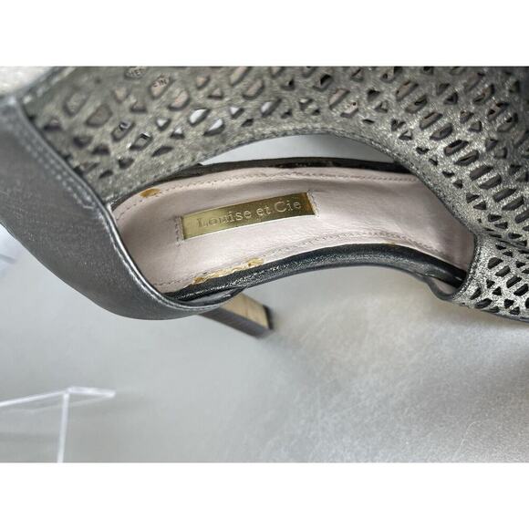 Louise Et Cie Womens Sandals Heeled Peep Toe Metallic Silver Leather Size 8 - Picture 7 of 7